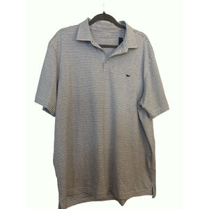 NWT, Men's Vineyard Vines Bradley Stripe Polo XL White Blue